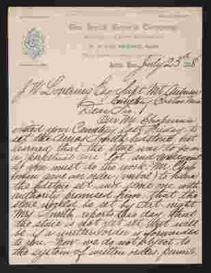 Letter: W. B. Van Amringe, Smith Granite Co. agent, to J. W. Lovering, 1888 (page 1)