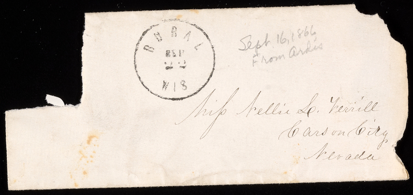 From Ardis in Wisconsin, September 16, 1866 envelope