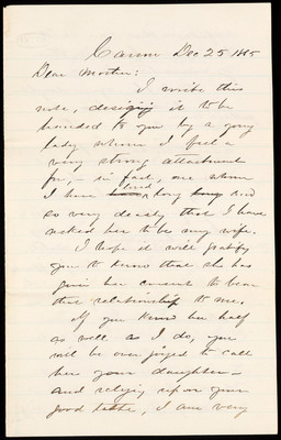 From Harry to his mother, December 25, 1865 page 1