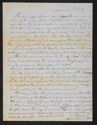 1859-02-07 Trustee Committee Report on Rules for Interment in the Receiving Tomb, 2021.004.025