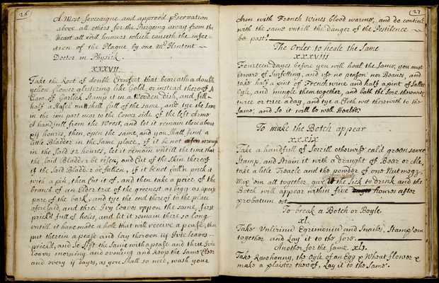 Royal College of Physicians: The Lady Sedley, her Receipt book, 1686 (MS534)