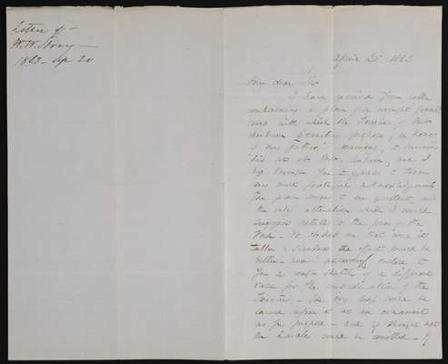 1863-04-20 Improvements to Story Lot: Letter from W.W. Story to Curtis, 2021.015.004
