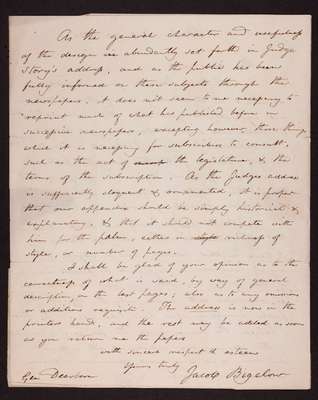 1831-10-22 Founding Document: Letter from Jacob Bigelow to Henry Dearborn, 2001.107.001