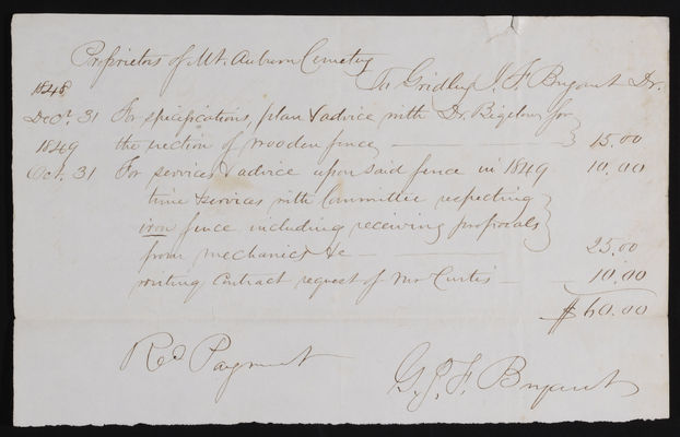 1849-12-31 Perimeter Fence: Payment to Gridley J. F. Bryant, 2021.018.007