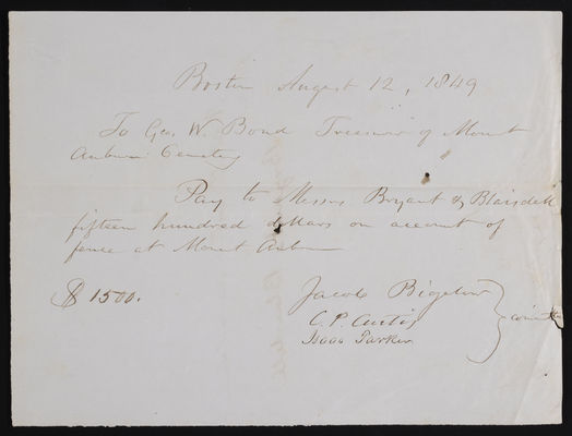 1849-08-12 Perimeter Fence: Payment to Bryant & Blaisdell, 2021.018.006