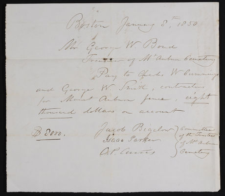 1850-01-08 Perimeter Fence: Payment to Charles W. Cummings and George W. Smith, 2021.018.008