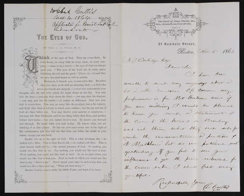1864-11-04 Letter: Cullis to Coolidge, 2021.021.007