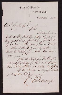 1864-10-25 Letter: Norcross to Coolidge, 2021.021.036