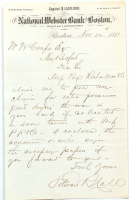 1871 Correspondence with Hall
