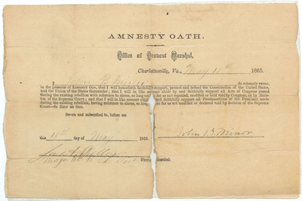 Amnesty Oath Sworn by Minor, 18 May 1865
