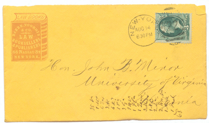 Envelope addressed to Minor with Notations