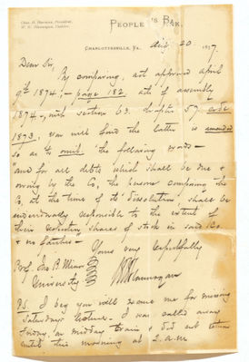 Letter from W Flannagan to Minor, 20 August 1877