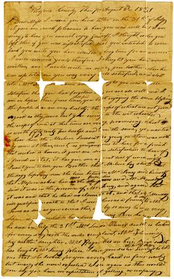 Nancy Jones letter to Sarah McCuddy, 20 August 1831