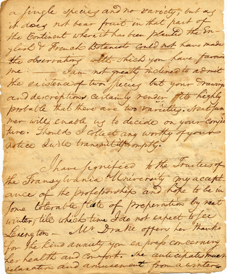 Letter from Dr. Daniel Drake to Dr. Charles Wilkins Short, 10 January 1817