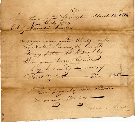 Receipt for an African-American enslaved person, 11 March 1816