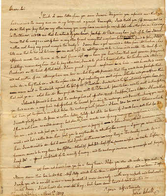 Letter from Jonathan Clark to Isaac Hite, 2 April 1809