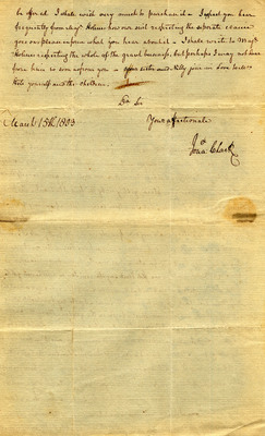 Letter from Jonathan Clark to Isaac Hite, 15 March 1803
