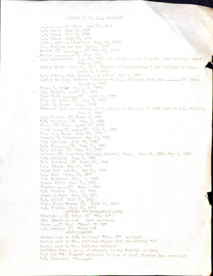 Typescript List of Letters to Dr. Lewis Littlepage Holladay
