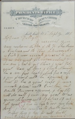 Letter to Sarah Delight Stocking Woodruff, 9 September 1887 [LE-6440]