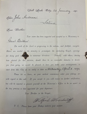 Letter to John Anderson, 22 January 1891 [LE-10560]