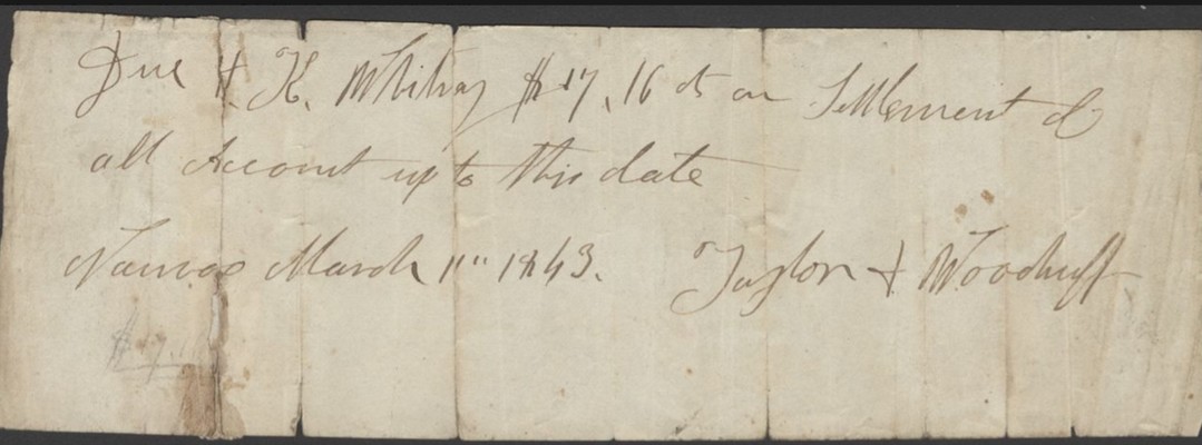 Business/Financial - John Taylor and Wilford Woodruff Promissory note to Horace K. Whitney [B-91]